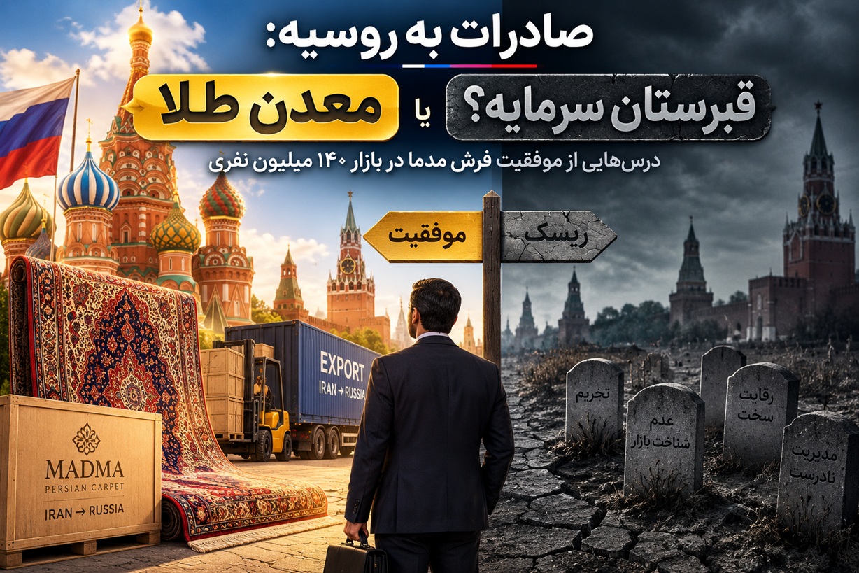 صادرات به روسیه: معدن طلا یا قبرستان سرمایه؟ | درس‌ هایی از موفقیت فرش مدما در بازار 140 میلیون نفری